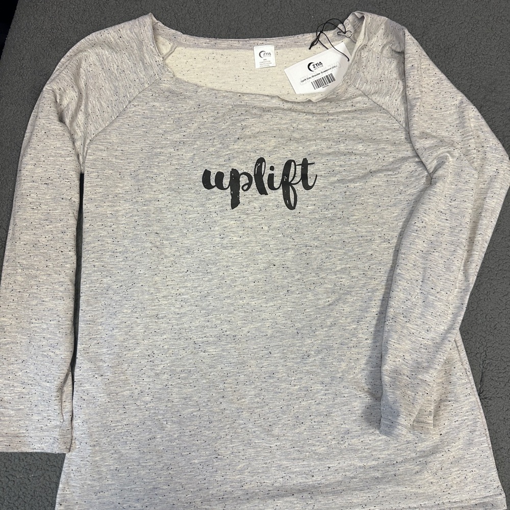 ZYIA Light Heather Gray 'uplift' Script Sweatshirt